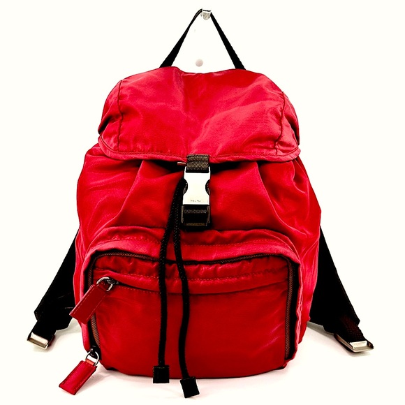 Authentic Prada Red and Black Nylon Med Sized Back Pack - EUC! Inside flaw only - Picture 1 of 14
